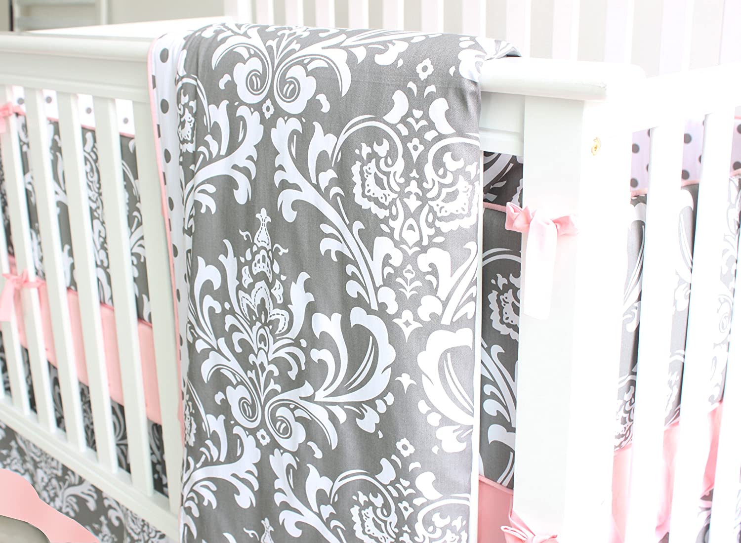 Sahaler Baby Crib Bedding Set for Girls Boys | 7 Pieces Set of Floral Nursery Bedding | Baby Blanket & Fitted Crib Sheets & Skirt & Bumper