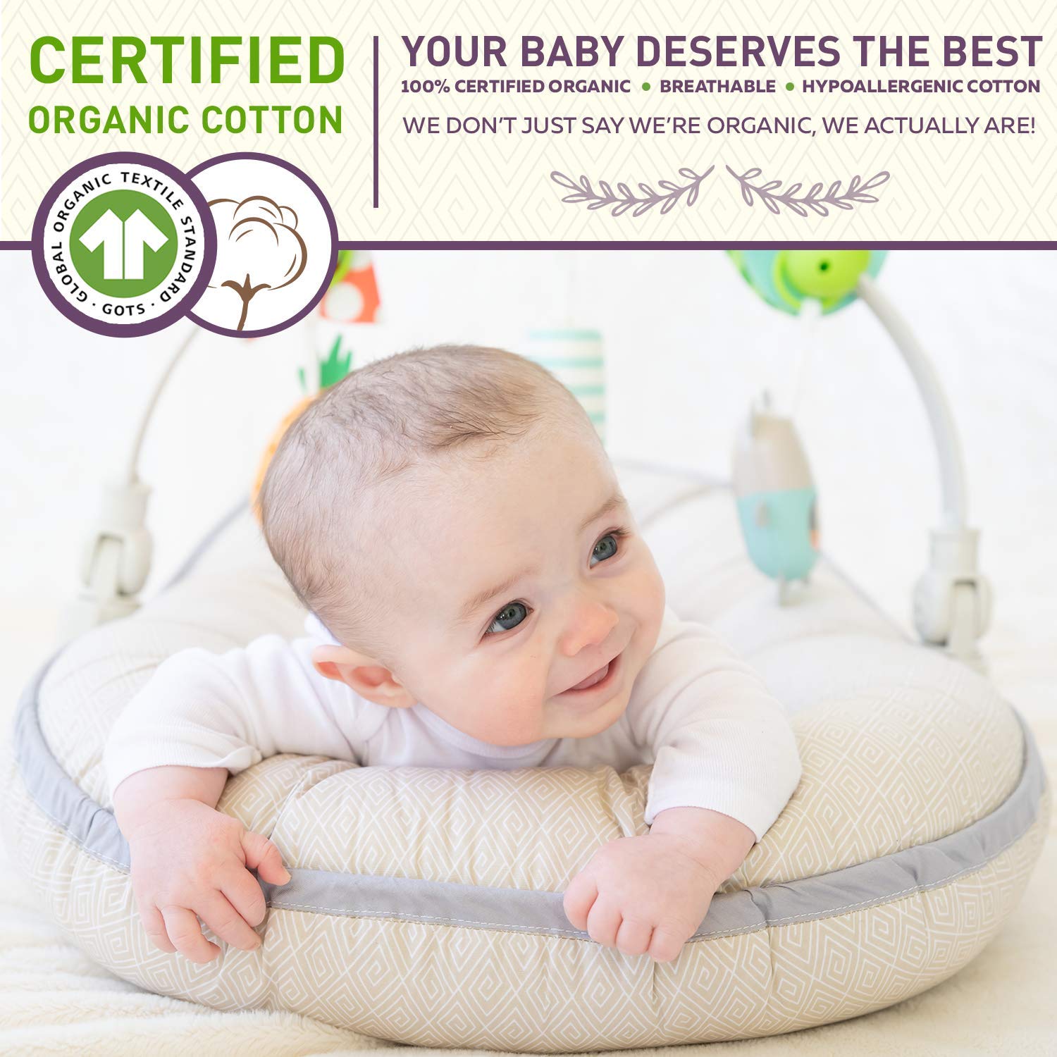 Organic Newborn Lounger | Water-Resistant Baby Nest | for Infants & Toddlers 0-12 Month | for Girls and Boys