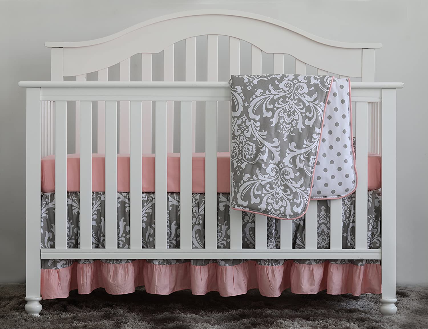 Sahaler Baby Crib Bedding Set for Girls Boys | 7 Pieces Set of Floral Nursery Bedding | Baby Blanket & Fitted Crib Sheets & Skirt & Bumper