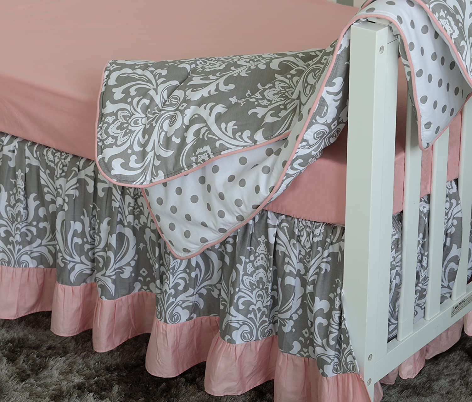Sahaler Baby Crib Bedding Set for Girls Boys | 7 Pieces Set of Floral Nursery Bedding | Baby Blanket & Fitted Crib Sheets & Skirt & Bumper