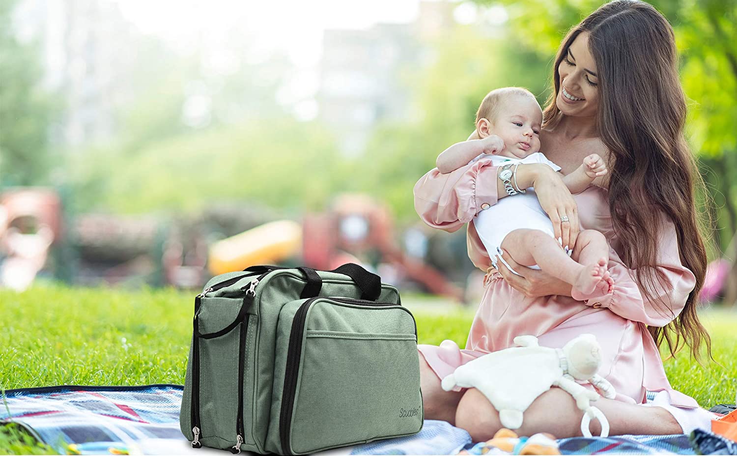 Scuddles 3-1 Portable Bassinet for Baby - Foldable Baby Bed - Travel Bassinet Functions As Diaper Bag