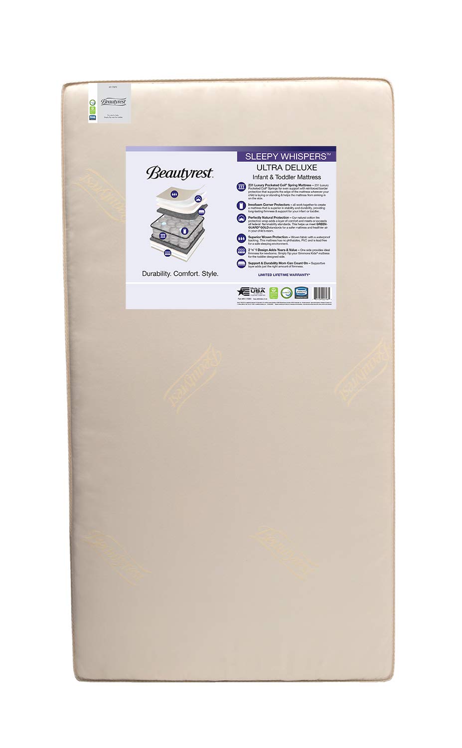 Beautyrest Beginnings Sleepy Whispers Ultra Deluxe 2-in-1 Innerspring Crib and Toddler Mattress