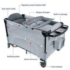 Angelbliss 4 in 1 Baby Beside Sleeper Bassinet|Portable Crib | Baby Playards Easy Folding|Playpen Include Comfortable Mattress