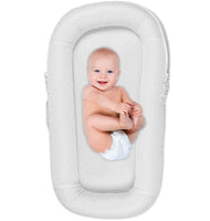 CubbyCove Classic –The Truly Breathable Baby Lounger– Portable Nest for Cosleeping, Tummy Time and Playing. Super Soft and Includes Canopy (White)