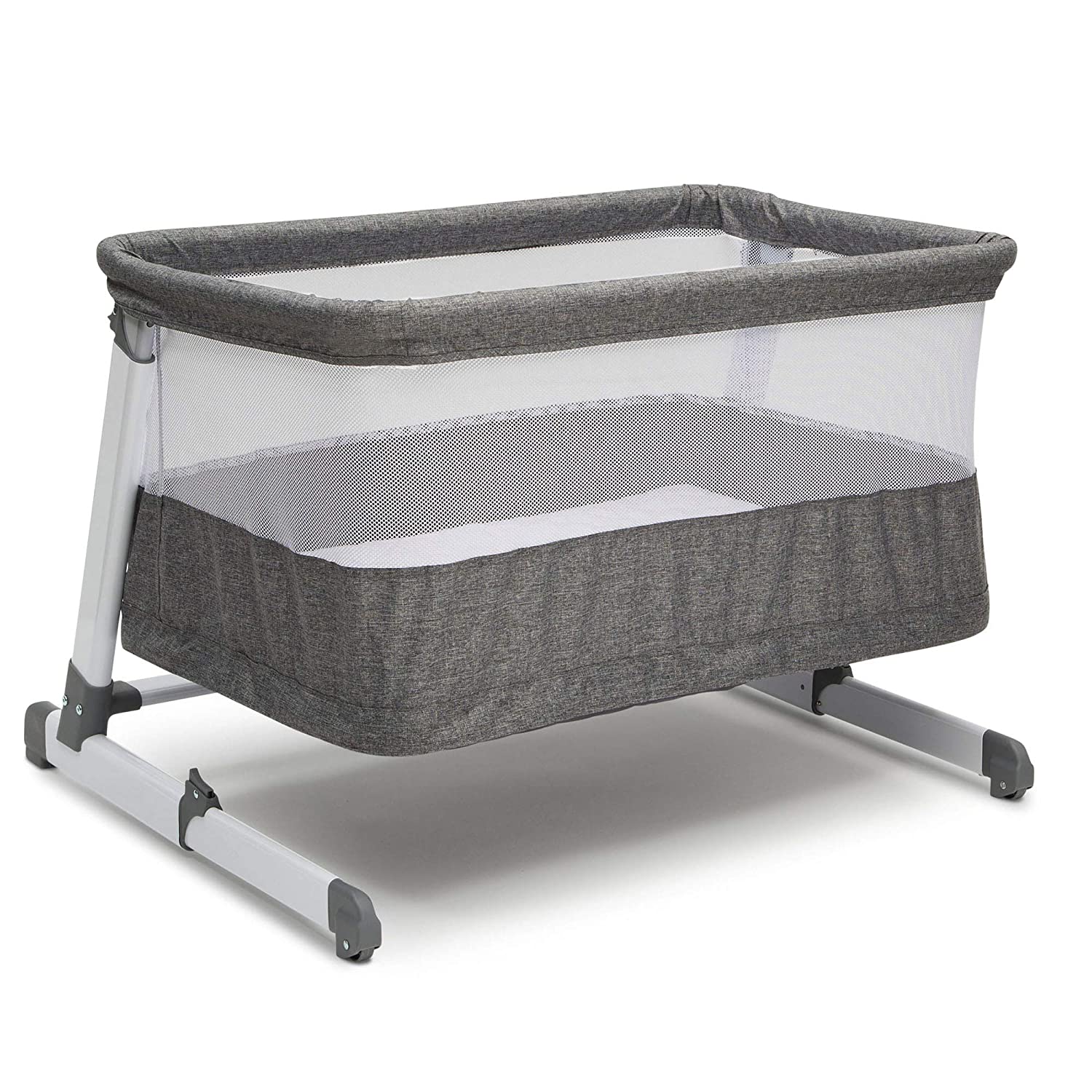 Simmons Kids Room2Grow 2-in-1 Newborn Bedside Bassinet & Infant Sleeper - Height Adjustable Portable Crib