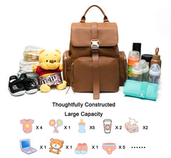Diaper Bag Backpack by Mominside, Leather Backpack for Women, Travel Backpack Baby Bag with 15 Pockets, Changing Pad