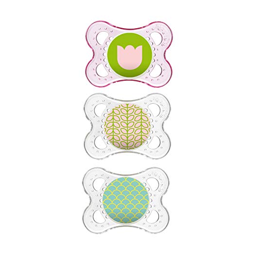 MAM Pacifiers, Baby Pacifier 0-6 Months, Best Pacifier for Breastfed Babies, ‘Clear’ Design Collection, Girl, 3-Count