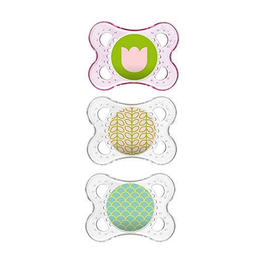 MAM Pacifiers, Baby Pacifier 0-6 Months, Best Pacifier for Breastfed Babies, ‘Clear’ Design Collection, Girl, 3-Count