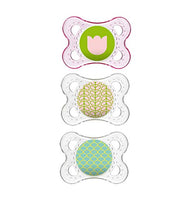 MAM Pacifiers, Baby Pacifier 0-6 Months, Best Pacifier for Breastfed Babies, ‘Clear’ Design Collection, Girl, 3-Count