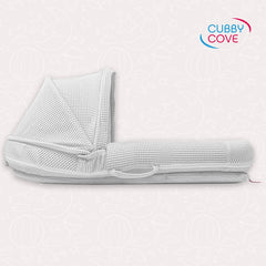 CubbyCove Classic –The Truly Breathable Baby Lounger– Portable Nest for Cosleeping, Tummy Time and Playing. Super Soft and Includes Canopy (White)