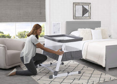 Simmons Kids Room2Grow 2-in-1 Newborn Bedside Bassinet & Infant Sleeper - Height Adjustable Portable Crib