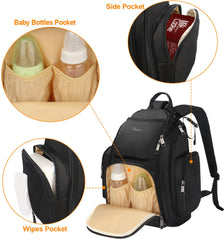 Diaper Bags for Boys, Large Baby Diaper Bookbag with Changing Pad, Stroller Straps, Lots of Pockets for Dad and Mom