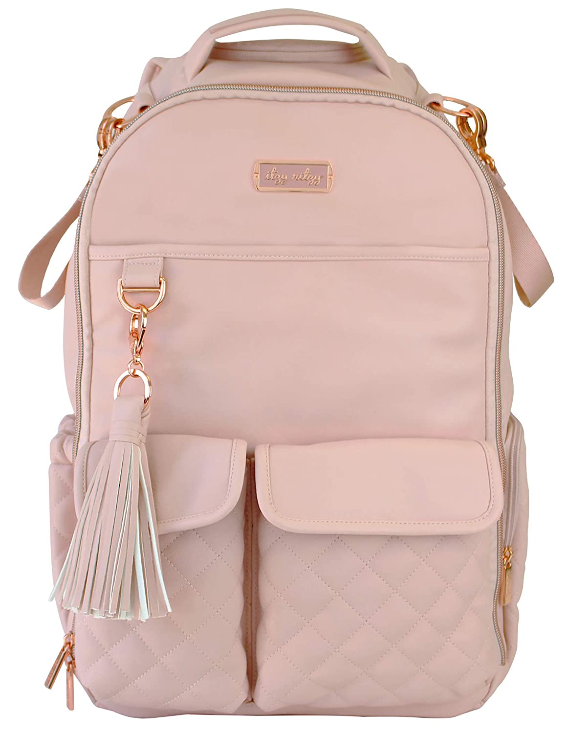 Itzy Ritzy Diaper Bag Backpack – Large Capacity Boss Backpack Diaper Bag Featuring Bottle Pockets, Changing Pad, Stroller Clips and Comfortable Backpack Straps, Blush