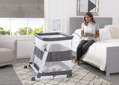 Simmons Kids Room2Grow 2-in-1 Newborn Bedside Bassinet & Infant Sleeper - Height Adjustable Portable Crib