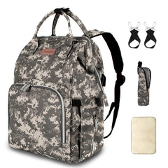 Diaper Bag Backpack with USB Charging Port Stroller Straps Insulated Pocket and Changing Pad