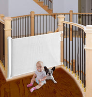 New Retractable Baby Gate - Wide Mesh Safety Pet Gate (Up to 51 Inches) for Children, Dogs for Stairs, Doorways, Stairways, Indoor and Outdoor Use.