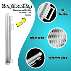 New Retractable Baby Gate - Wide Mesh Safety Pet Gate (Up to 51 Inches) for Children, Dogs for Stairs, Doorways, Stairways, Indoor and Outdoor Use.