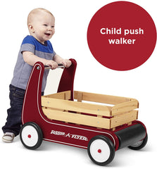 Radio Flyer Classic Walker Wagon, Sit to Stand Toddler Toy, Wood Walker