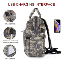 Diaper Bag Backpack with USB Charging Port Stroller Straps Insulated Pocket and Changing Pad