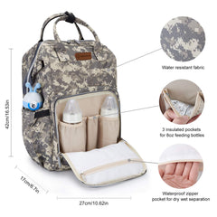 Diaper Bag Backpack with USB Charging Port Stroller Straps Insulated Pocket and Changing Pad