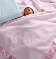 Custom Catch Personalized Baby Blanket for Girls - Pink - Newborn or Infant Gift with Name