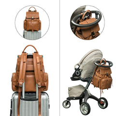 Diaper Bag Backpack by Mominside, Leather Backpack for Women, Travel Backpack Baby Bag with 15 Pockets, Changing Pad
