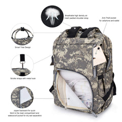 Diaper Bag Backpack with USB Charging Port Stroller Straps Insulated Pocket and Changing Pad