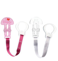 MAM Pacifier Clips, Baby Pacifier Clip, I Love Daddy' Design Collection Pacifier Clip, Girl, 2-Count
