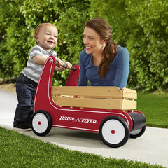 Radio Flyer Classic Walker Wagon, Sit to Stand Toddler Toy, Wood Walker