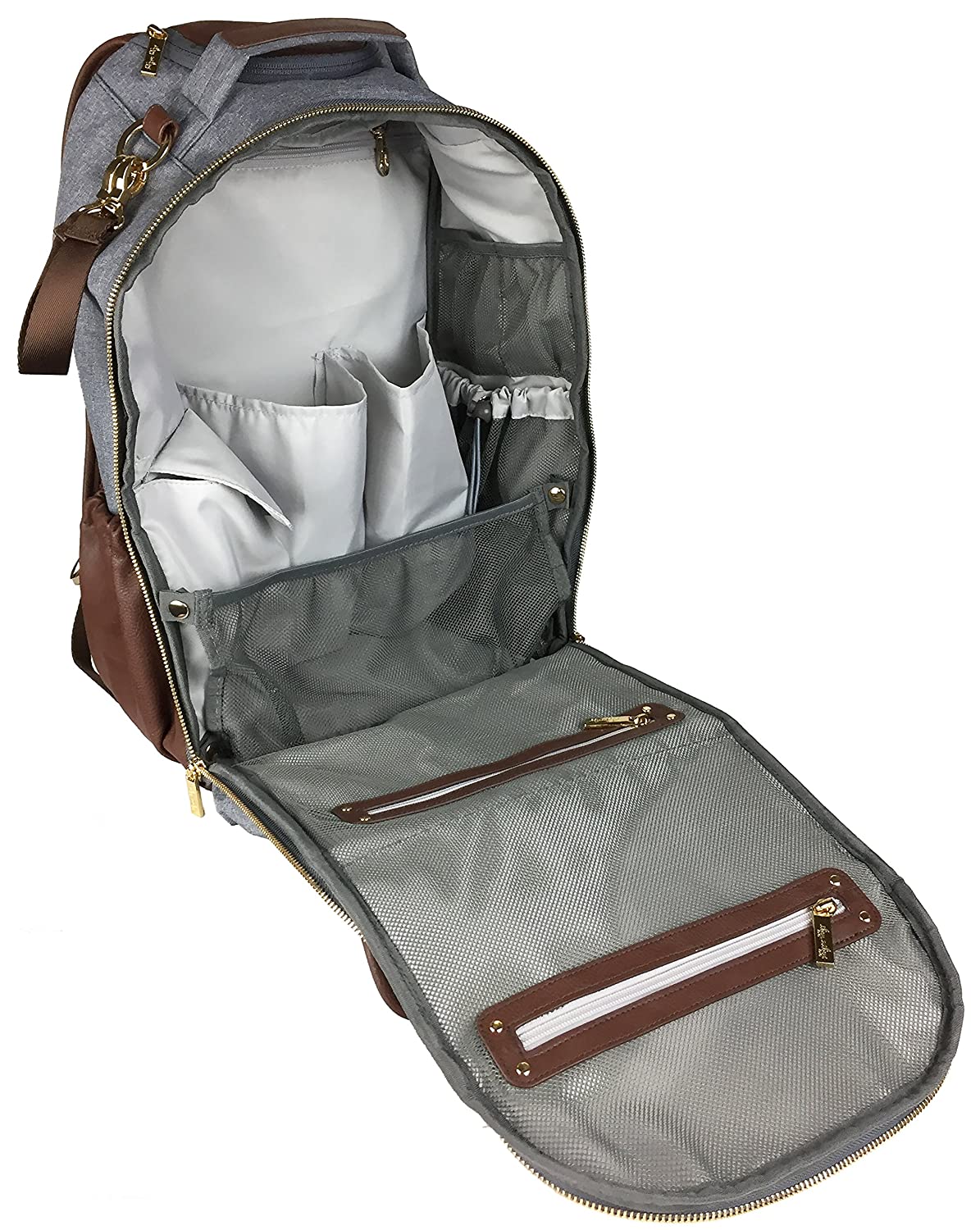 Itzy Ritzy Diaper Bag Backpack – Large Capacity Boss Backpack Diaper Bag Featuring Bottle Pockets, Changing Pad, Stroller Clips and Comfortable Backpack Straps, Handsome Heather Gray