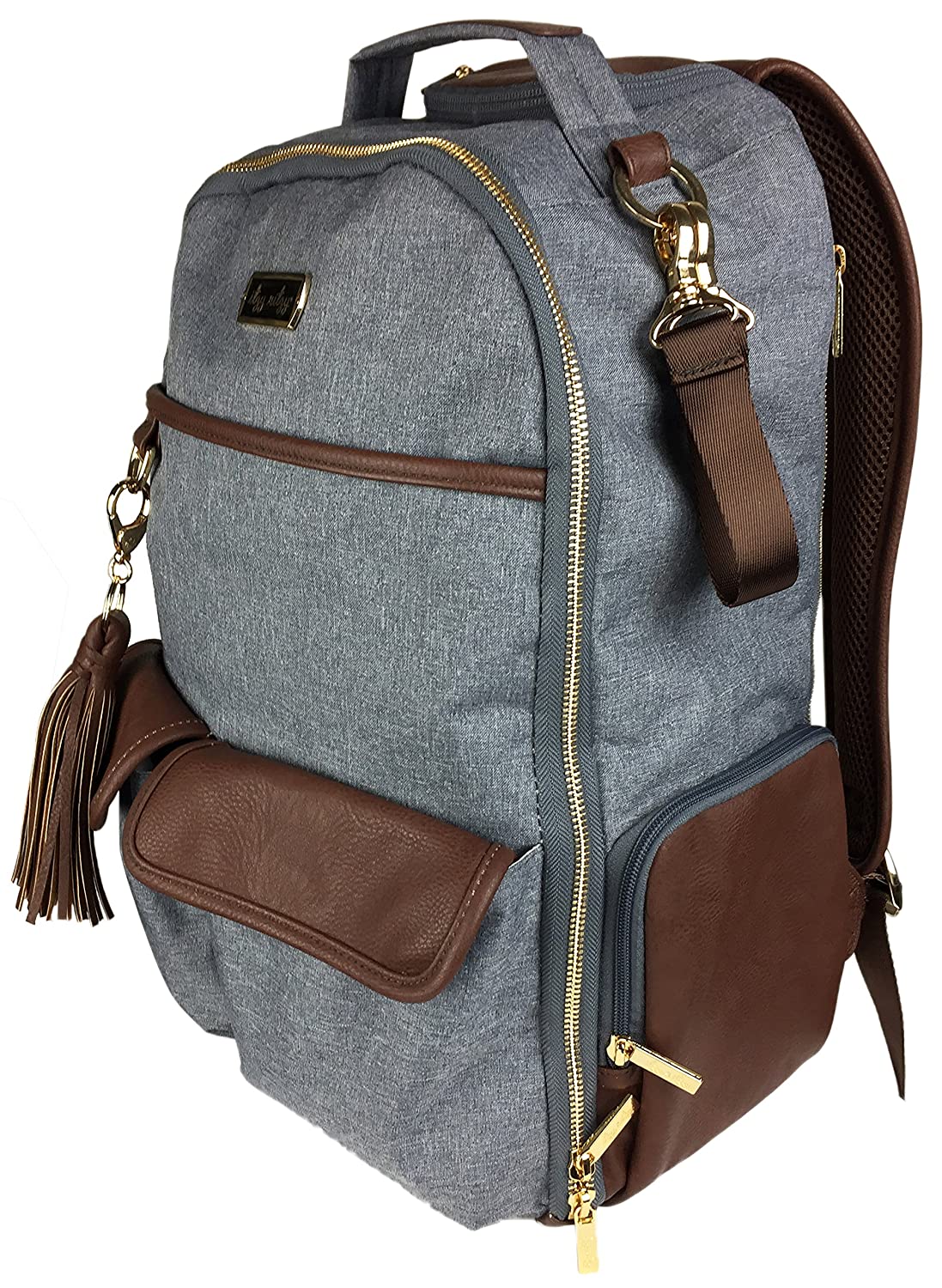 Itzy Ritzy Diaper Bag Backpack – Large Capacity Boss Backpack Diaper Bag Featuring Bottle Pockets, Changing Pad, Stroller Clips and Comfortable Backpack Straps, Handsome Heather Gray