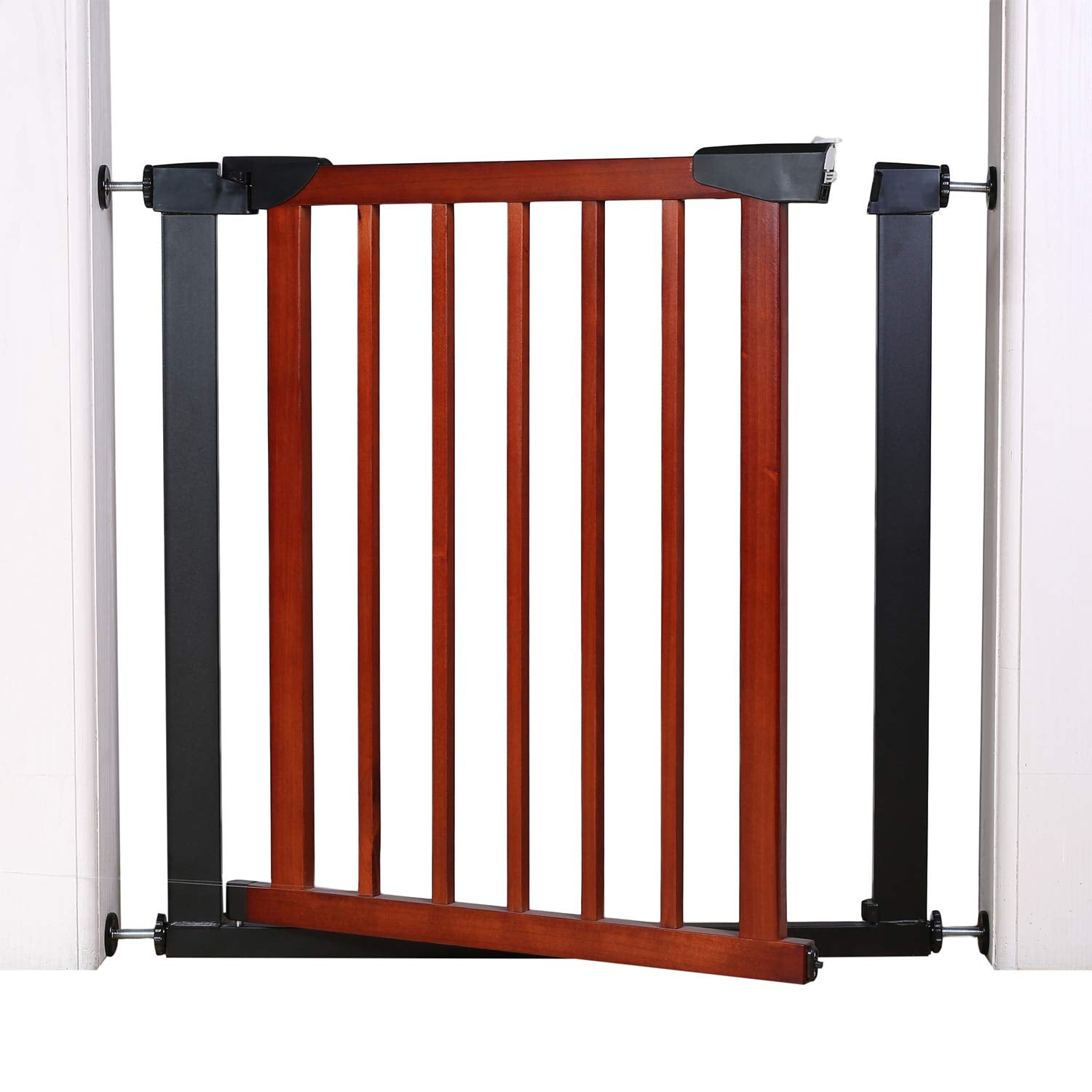 Fairy Baby Pet Gate Narrow Baby Gates Extra Wide for Doorways Wood Pressure Mounted Child Gate Walk Through Baby Gate with Door
