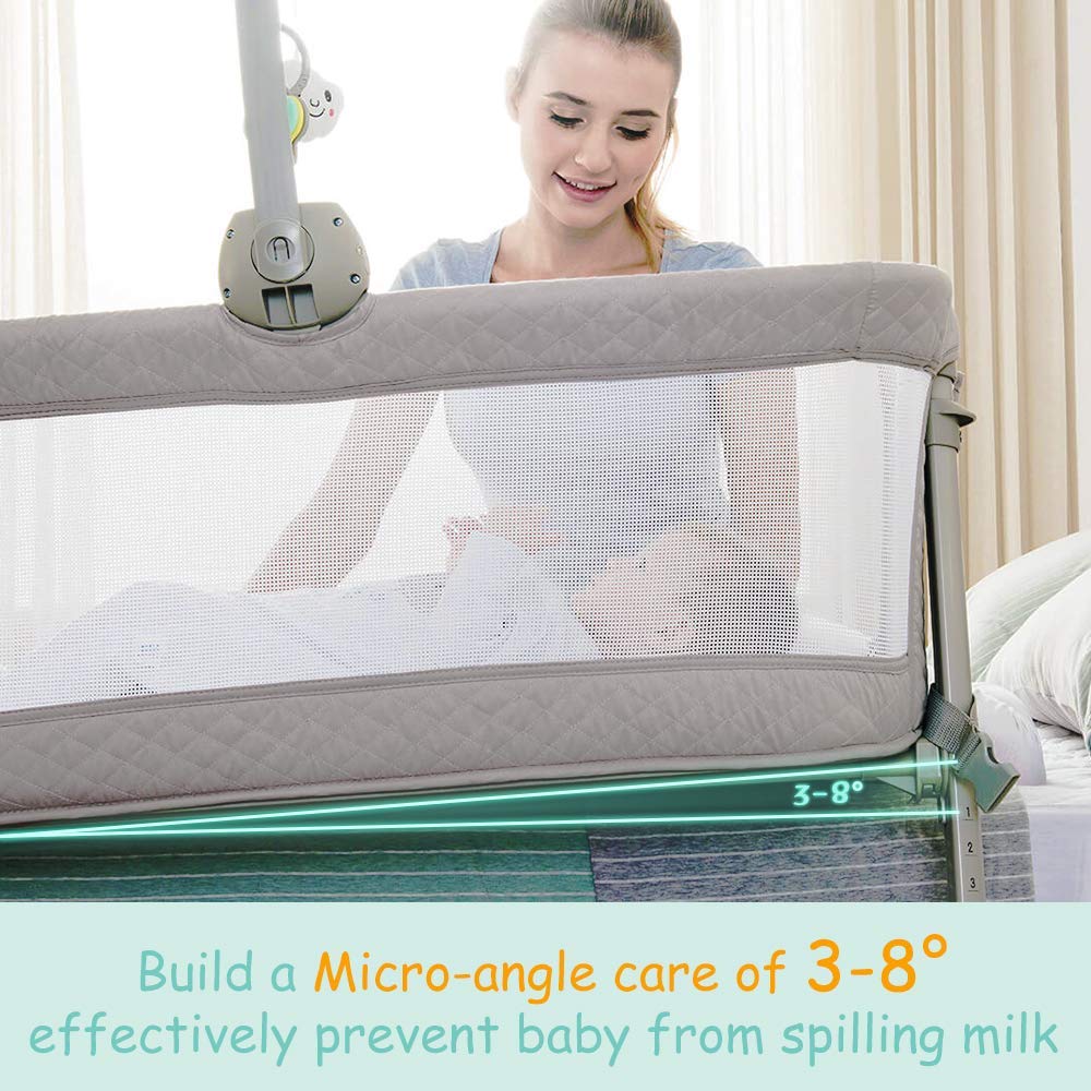 Kidsclub Baby Bedside Sleeper with 2 Replaceable Sheets, Baby Bedside Bassinet for New Born, Standalone Bassinet Side-Sleeper for Infants