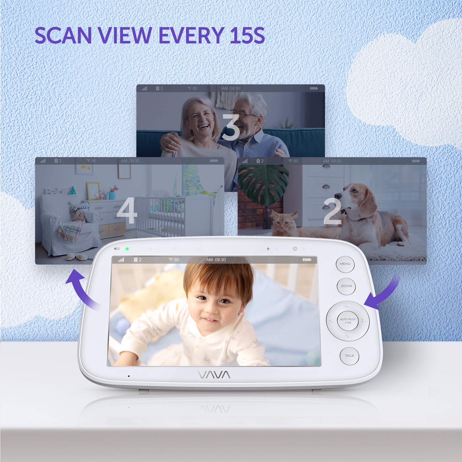 Additional Camera Unit for VAVA Baby Monitor, 720p HD Resolution, Scan View