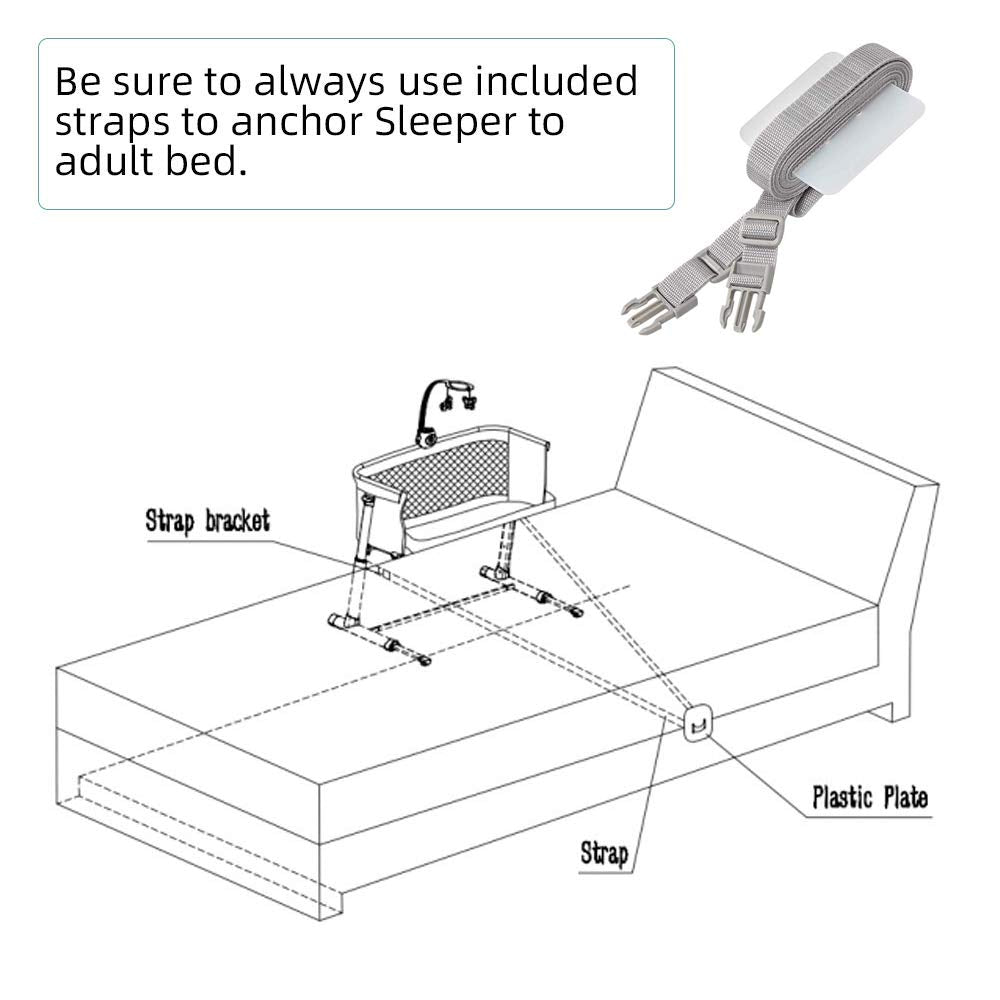 Kidsclub Baby Bedside Sleeper with 2 Replaceable Sheets, Baby Bedside Bassinet for New Born, Standalone Bassinet Side-Sleeper for Infants