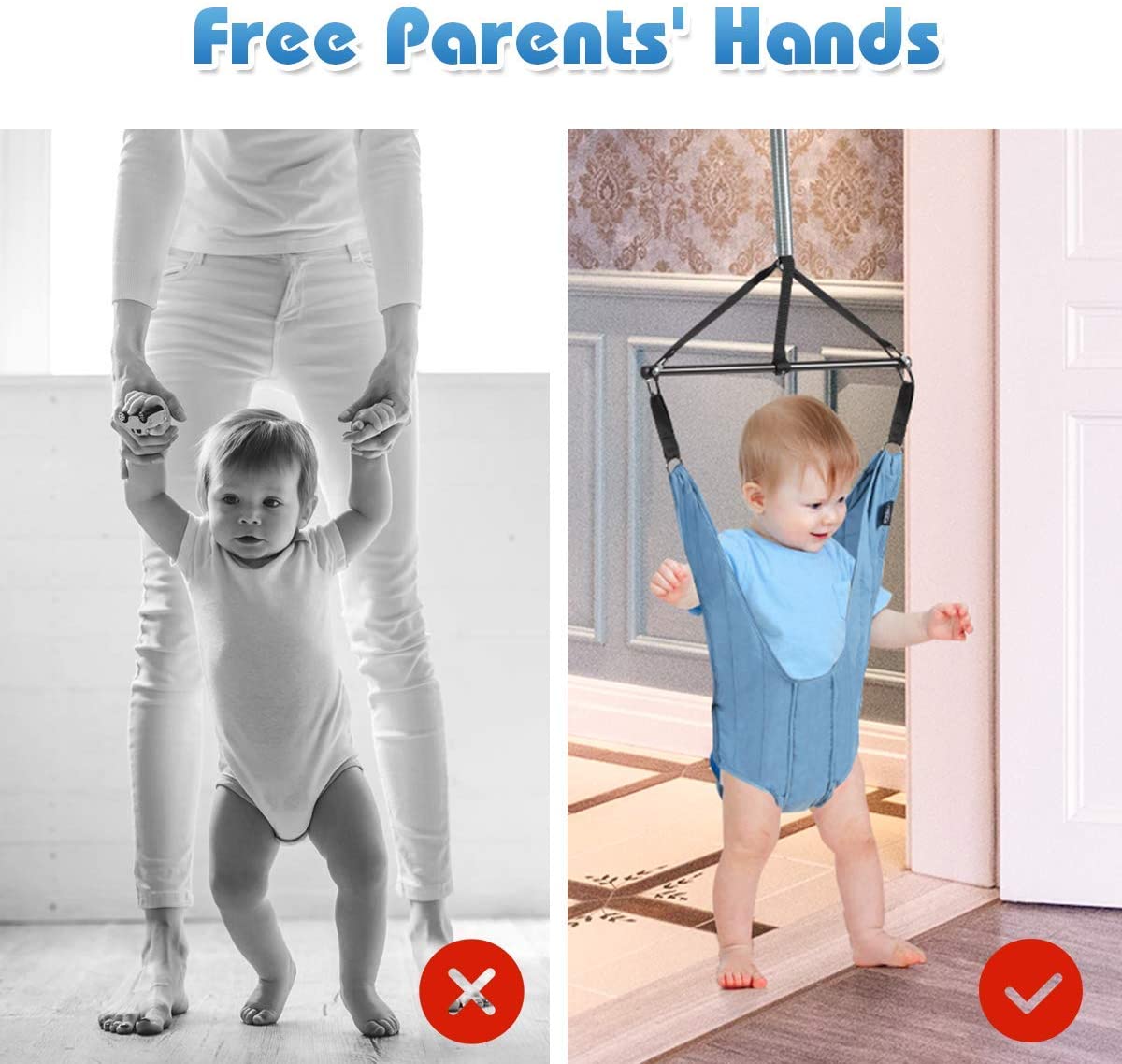 Baby Jumper Door Bouncer, Infant Spring Jumping Exerciser Set with Door Clamp, Adjustable Strap