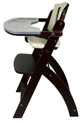 Abiie Beyond Wooden High Chair with Tray. The Perfect Adjustable Baby Highchair Solution