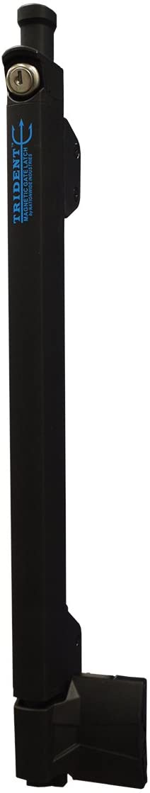 Trident 20 Inch Tall Black Magnetic Pool Child Safety Gate Latch | Keyed Alike | TRIDENT-20-BK-KA