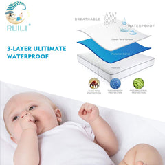 2 Pack Quilted Fitted Waterproof Crib Mattress Protector