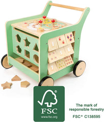 Small Foot Wooden Toys Premium Pastel Wooden Baby Walker and playcenter Move it