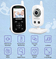 Video Baby Monitor with Camera and Audio - Auto Night Vision,Two-Way Talk, Temperature Monitor, VOX Mode, Lullabies, 960ft Range and Long Battery Life