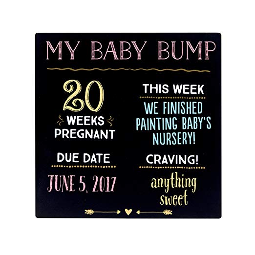 Pearhead My Baby Bump Reusable Photo Sharing Pregnancy Chalkboard with Included Chalk for Expectant Mothers