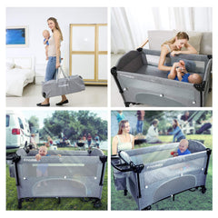 Angelbliss 4 in 1 Baby Beside Sleeper Bassinet|Portable Crib | Baby Playards Easy Folding|Playpen Include Comfortable Mattress