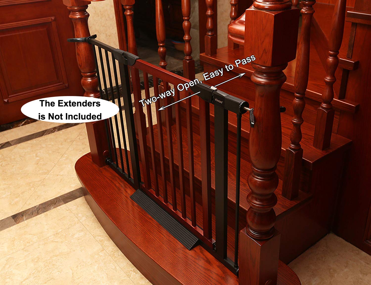 Baby Gate/Baby Gate for Stair with Banisters/Pet Gate, Fit Stairway or Doorway, Extendable, Auto Close, Pressure Mount (Metal)