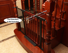 Baby Gate/Baby Gate for Stair with Banisters/Pet Gate, Fit Stairway or Doorway, Extendable, Auto Close, Pressure Mount (Metal)