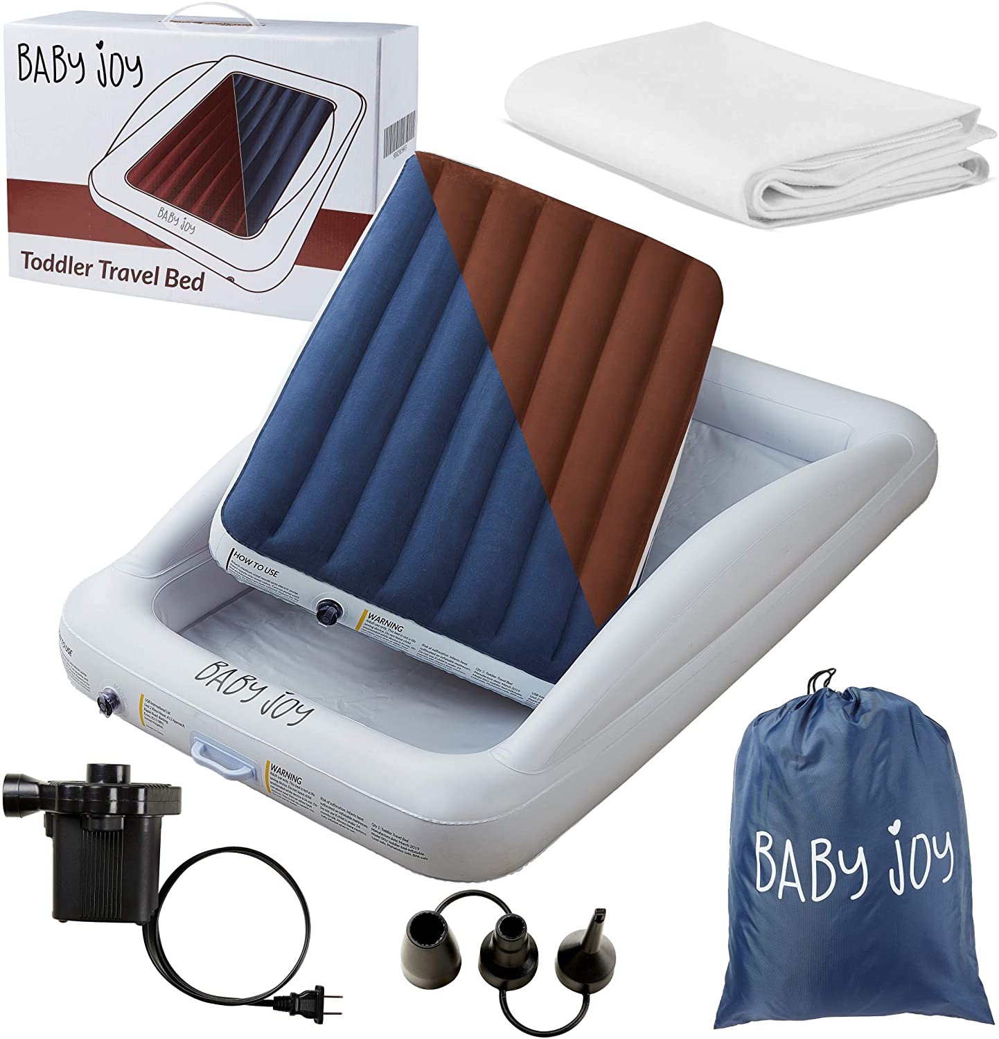 DOUBLE SIDED Inflatable Toddler Bed with Waterproof Sheet | Removable Mattress Bed Bumpers | Fast Electric Air Pump Inflates in Seconds