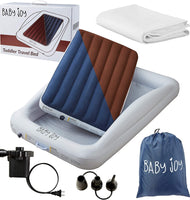 DOUBLE SIDED Inflatable Toddler Bed with Waterproof Sheet | Removable Mattress Bed Bumpers | Fast Electric Air Pump Inflates in Seconds