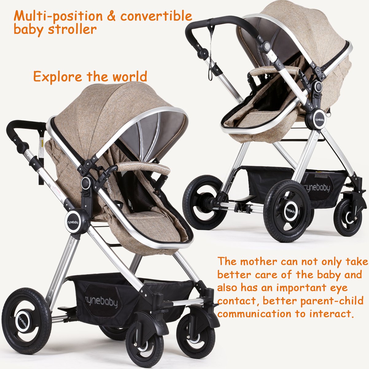 Newborn Baby Stroller Pram Stroller Folding Convertible Carriage Luxury Bassinet Seat