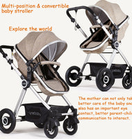 Newborn Baby Stroller Pram Stroller Folding Convertible Carriage Luxury Bassinet Seat