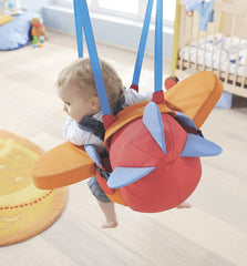 HABA Aircraft Swing – Indoor Mounted Baby Swing with Adjustable Straps, Seatbelt & Propeller for Ages 10 Months and Up